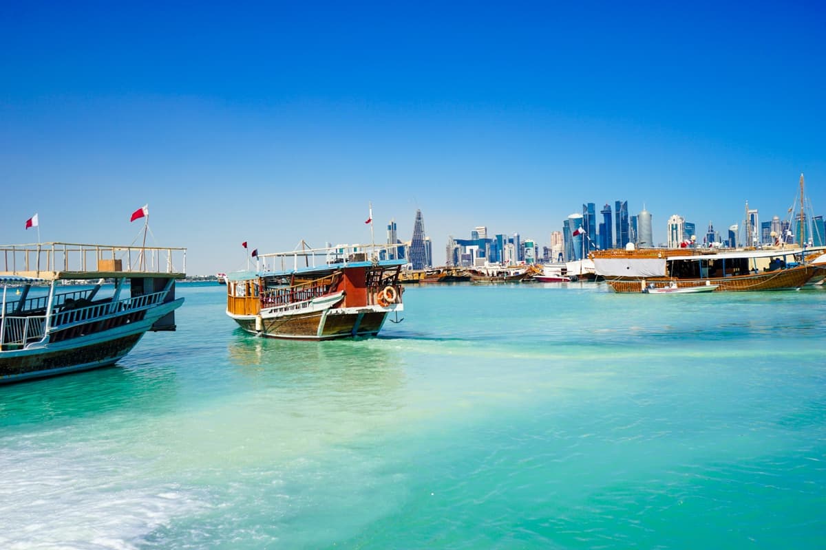 Boat leaving Doha port