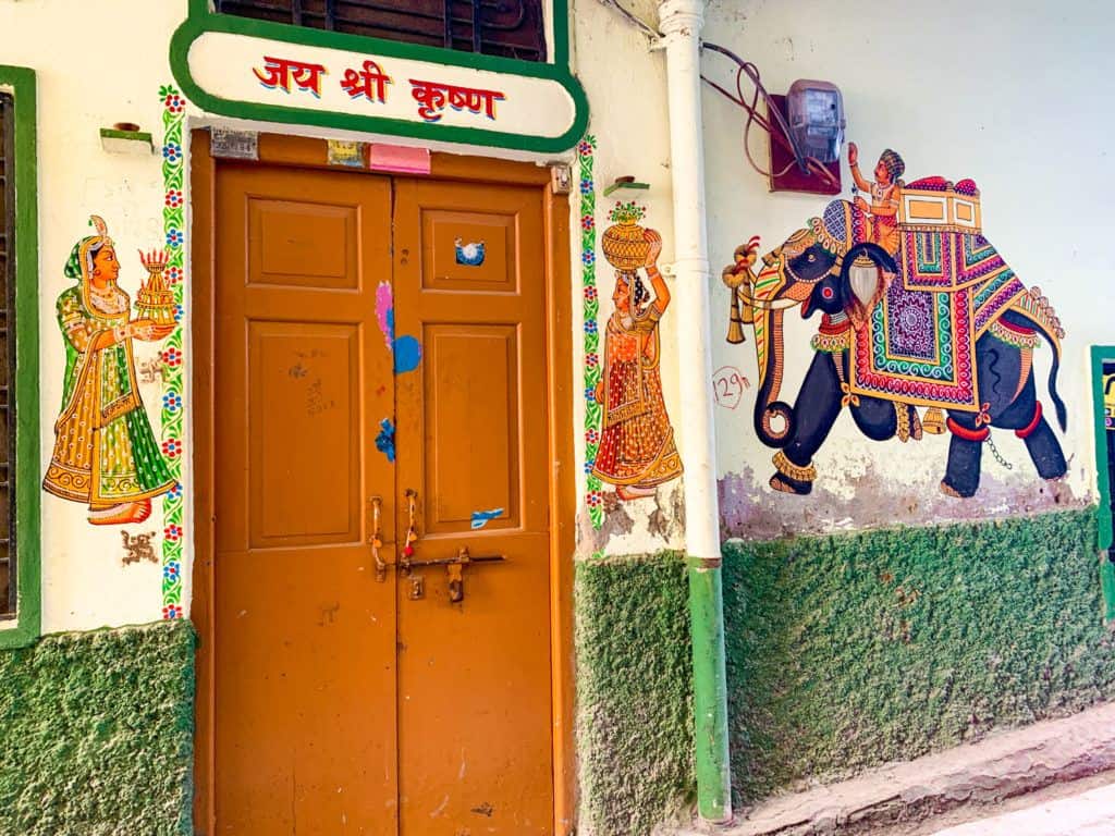 Artwork on a building in Udaipur