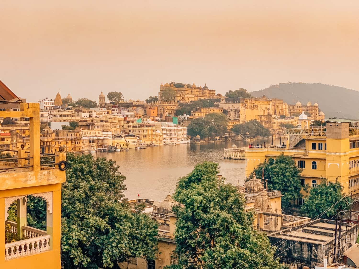 Udaipur lake at sunset