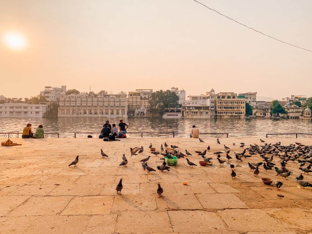 udaipur ghat at sunset