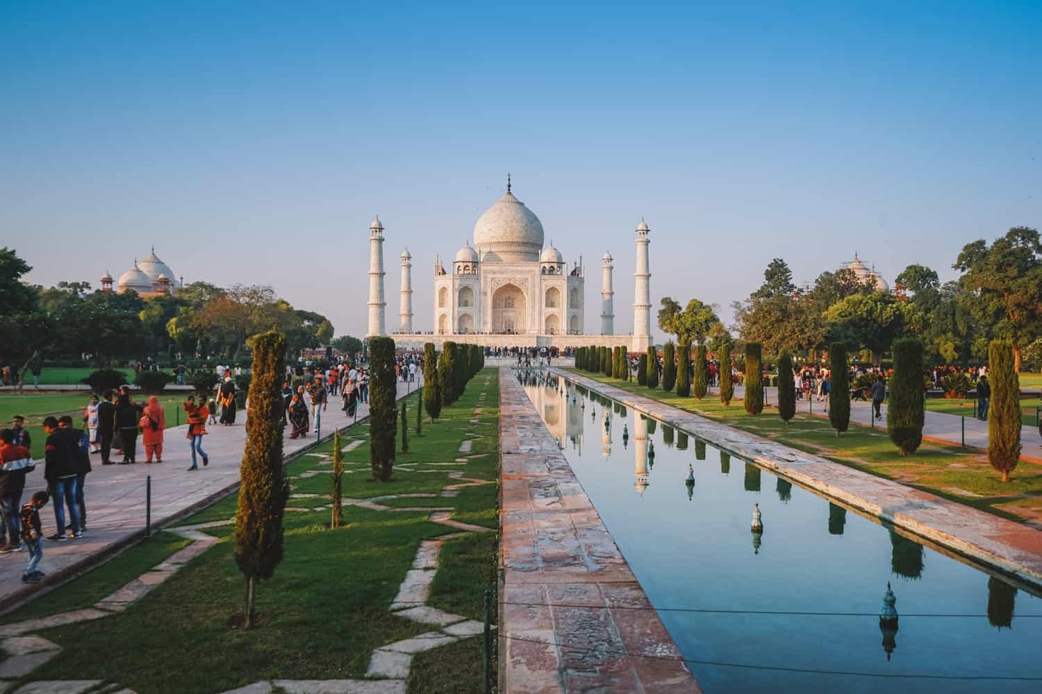 Taj Mahal and fountains