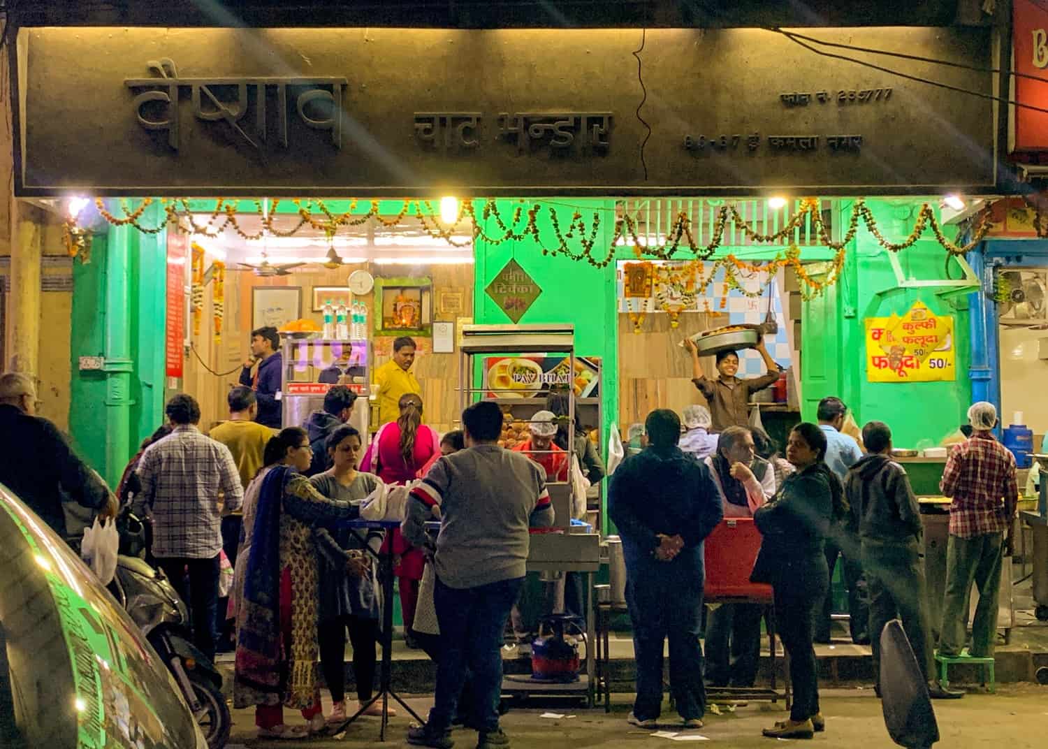 Restaurant at night in New Delhi