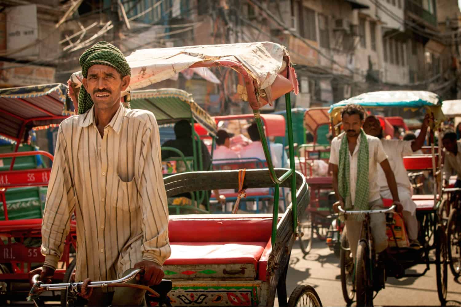 rickshaw syklist I Delhi