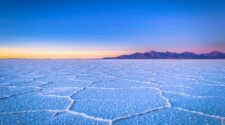 The salt flats of Bolivia at sunset
