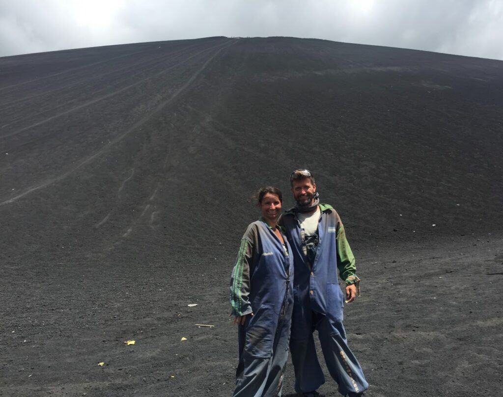 couple after volcano boarding in nicaragua