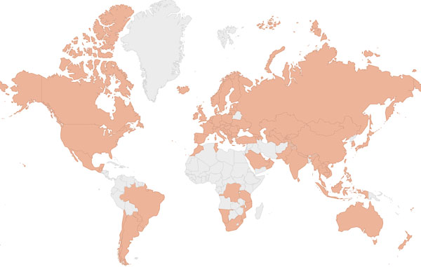 Map of the countries I've visited